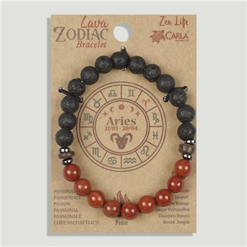 Pulsera lava Zodiaco. 13. Jaspe Rojo. Aries