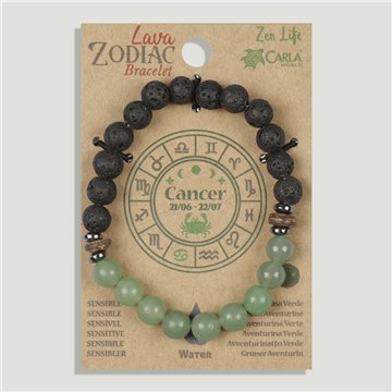 Pulsera lava Zodiaco. 16. Aventurina verde. Cáncer
