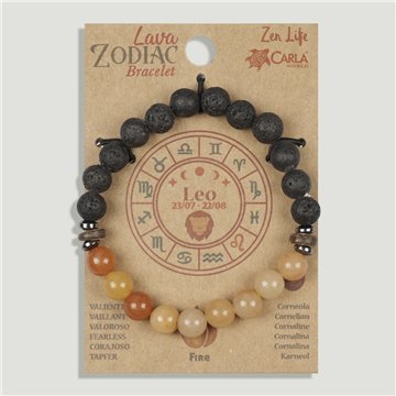 Pulsera lava Zodiaco. 17. Carneola. Leo