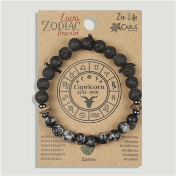 Pulsera lava Zodiaco. 22. Obsidiana. Capricornio