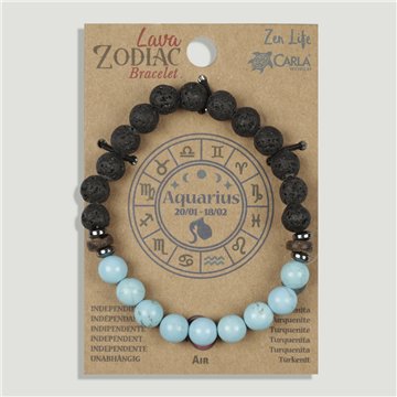Pulsera lava Zodiaco. 23. Howlita Turquesa. Acuario