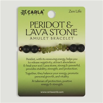 Pulsera cordón ajustable. 25. Peridoto y Lava