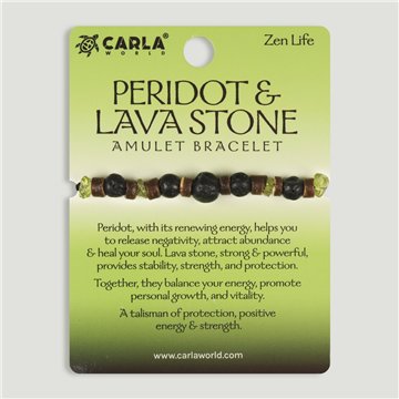 Pulsera cordón ajustable. 26. Peridoto y Lava