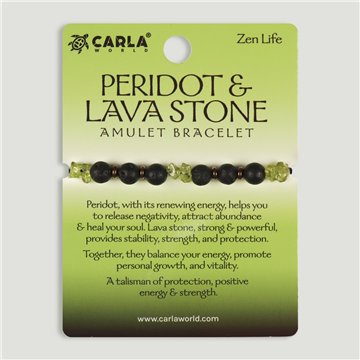 Pulsera cordón ajustable. 27. Peridoto y Lava
