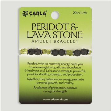 Pulsera cordón ajustable. 28. Peridoto y Lava