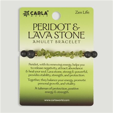 Pulsera cordón ajustable. 29. Peridoto y Lava