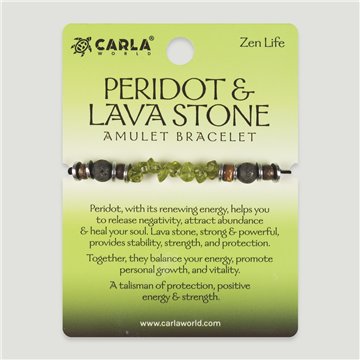 Pulsera cordón ajustable. 31. Peridoto y Lava