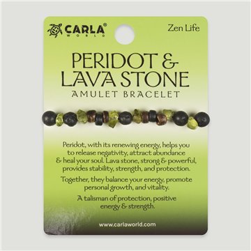 Pulsera cordón ajustable. 33. Peridoto y Lava