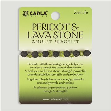 Pulsera cordón ajustable. 35. Peridoto y Lava