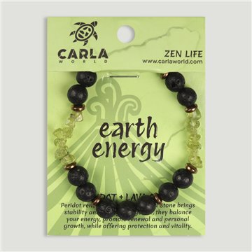 Pulsera elástica. 38. Peridoto y Lava