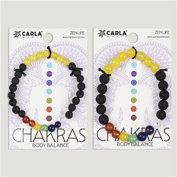 Pulsera Chakra. 54. Lava + 7 chakras + Calcita amarilla