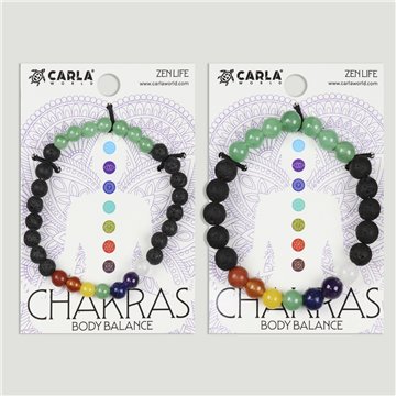 Pulsera Chakra. 55. Lava + 7 chakras + Aventurina verde