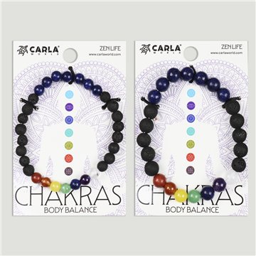 Pulsera Chakra. 56. Lava + 7 chakras + Lapislázuli