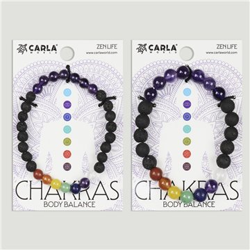 Pulsera Chakra. 57. Lava + 7 chakras + Amatista