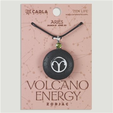 Colgante cordón. 61. Lava + acero. Signo Aries