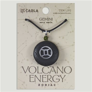 Colgante cordón. 63. Lava + acero. Signo Géminis