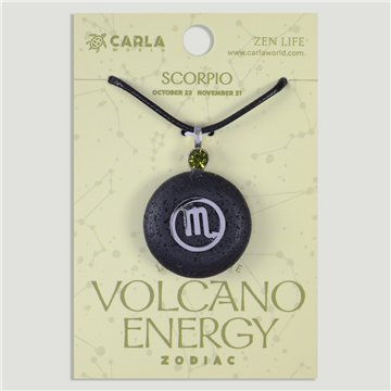 Colgante cordón. 68. Lava + acero. Signo Escorpio