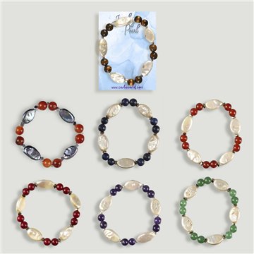 Pulsera. Duo. Perla y minerales surtidos