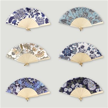 Leque de madeira. 11. Modelo Estampas Variadas. Surtidos