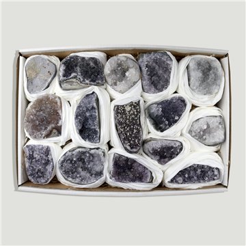 Amatistas en Drusa base cortada. Caja 3-3,5kg. 32x22cm