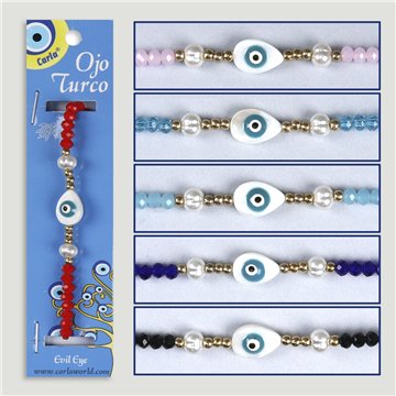 Pulseira ajustável. 16. Olho Turco. Cores sortidas