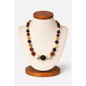 Collar bola degrade Agata y dorado. Procedencia India. 45cm