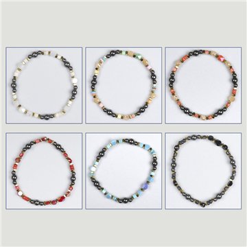 Bracelet Hématite. 49. Petits cristaux colorés