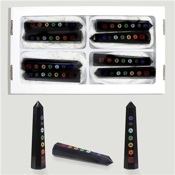 Ponta. Ónix com 7 Chakras gravados aprox. 10x2cm