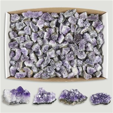 Caixa 4kgs. Ametista troceada. Caixa 33x22cm