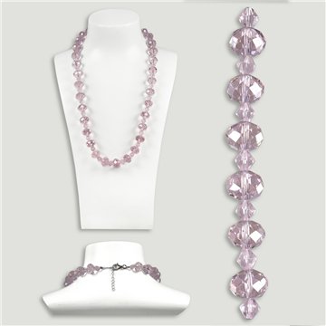 Colar cristal facetado. Fecho prata. Cor rosa