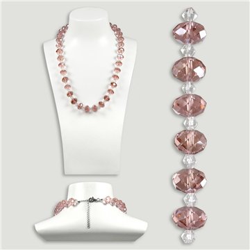 Colar cristal facetado. Fecho prata. Cor salmão
