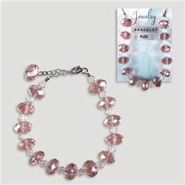 Pulseira cristal facetado. Fecho prata. Cor salmão