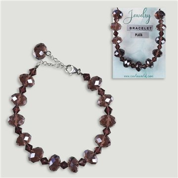 Pulseira cristal facetado. Fecho prata. Cor bordô