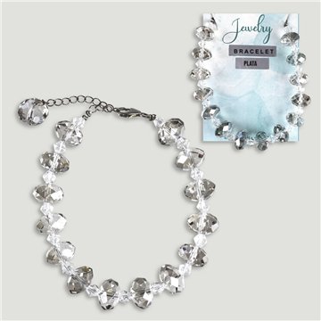 Pulseira cristal facetado. Fecho prata. Cor fumado