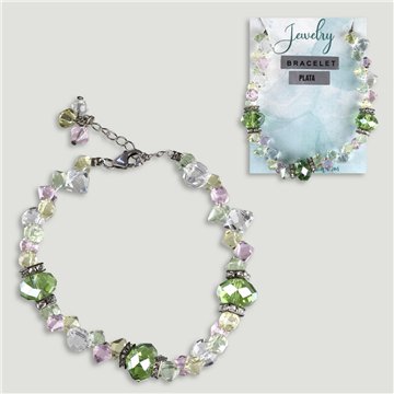 Pulseira cristal facetado. Fecho prata. Cor multicolor