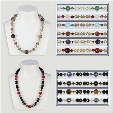 Faceted crystal necklace with assorted agate. approx. 45 cm