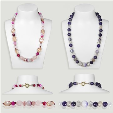 Colar mineral e cristal facetado. Minerais sortidos