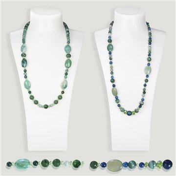 Colar ágata verde e cristal facetado aprox. 75cm