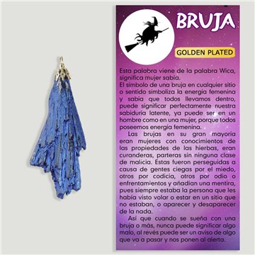 TARAMITA AZUL. Colgante Escoba Bruja Goldenplated