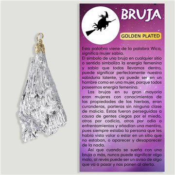 TARAMITA PLATEADO. Colgante Escoba Bruja Goldenplated
