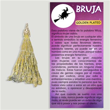 TARAMITA DORADO. Colgante Escoba Bruja Goldenplated
