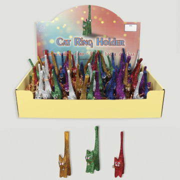 CAT RING HOLDER. Artesanato Madeira e Purpurina. 8cm