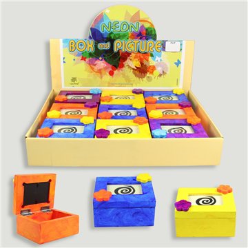 NEON BOX. Caja madera tapa con foto. Modelo flor