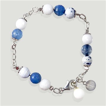 Pulsera BRISA Plata con cierre. Ágata y Jade blanco
