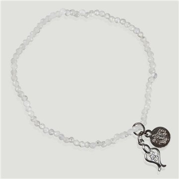 Pulsera SKADE Plata. Piedra luna. Bola facetada 4mm. Abalorios