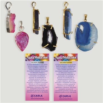 MINERAL SURTIDO. Colgante silver/golden plated. Mineral y forma surtida