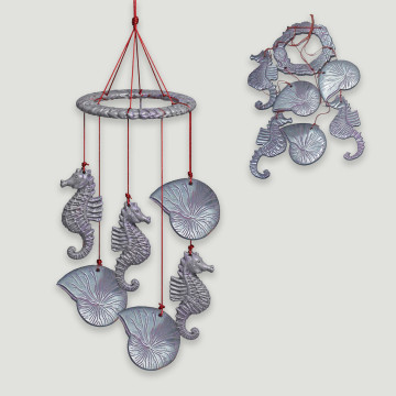 Metal mobile Snail and seahorse