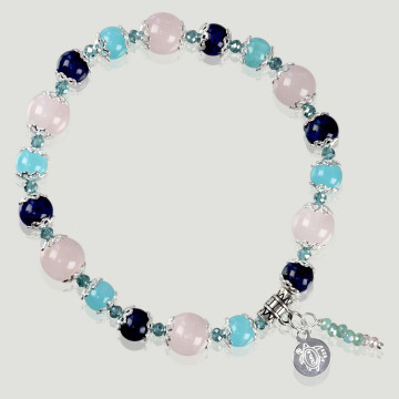 BRISA Silver Bracelet. Rose quartz, Lapis lazuli and Amazonite.