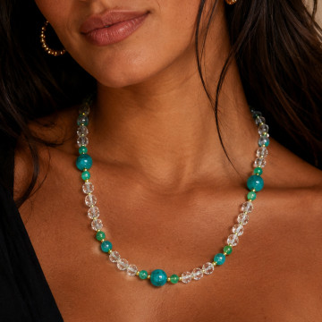 Collar cristal tallado con Ágata surtida. Tamaño: 45 cm. aprox
