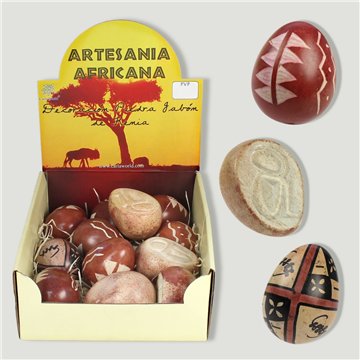 AFRICAN CRAFTS. Assorted soapstone eggs. 7.5cm
